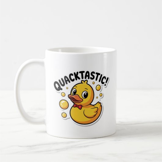 Quacktasticラバーダック漫画ホワイトコーヒーマグ コーヒーマグカップ (左)