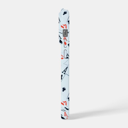 Quad Aces Poker Cards Pattern, iPhoneケース (左側面)