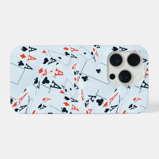 Quad Aces Poker Cards Pattern, iPhoneケース (裏面横)