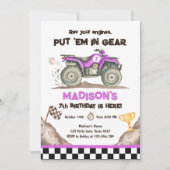 Quad ATV Dirt Track Off Road Racing Girl Birthday 招待状 (正面)