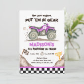 Quad ATV Dirt Track Off Road Racing Girl Birthday 招待状 (スタンド正面)