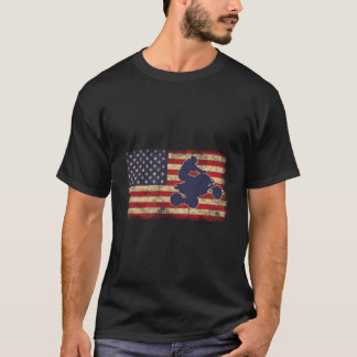 Quad Biker America Flag Atv Four Wheeler Quad Bike Tシャツ
