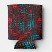 Quadadadados riscados em vermelho e azul claro. 缶クーラー (裏面)