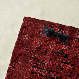 Quadrados pequenos vermelhos sobrepostos empapados ビーチタオル