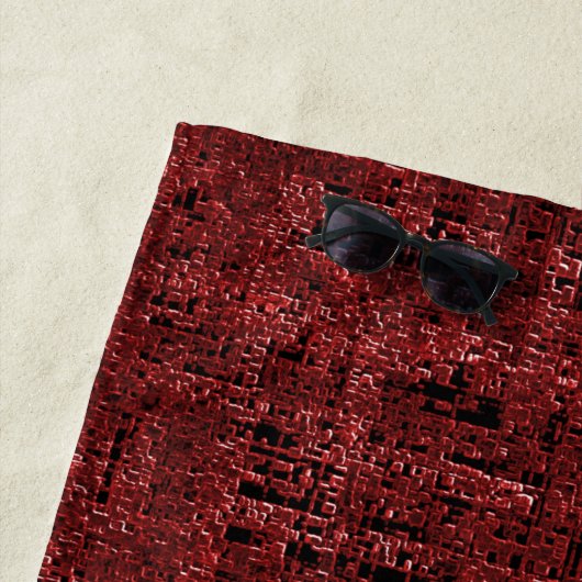 Quadrados pequenos vermelhos sobrepostos empapados ビーチタオル (インサイチュ)