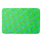Quadrados verde azulado、linhas de trase cores。 バスマット (正面)