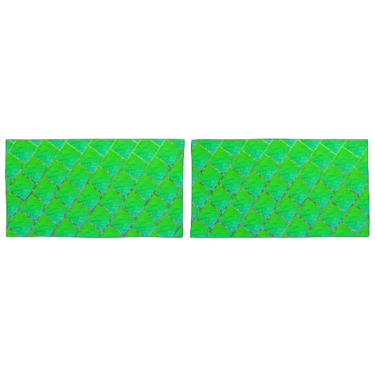 Quadrados verde azulado、linhas de trase cores。 枕カバー (正面-セット)