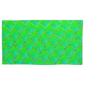 Quadrados verde azulado、linhas de trase cores。 枕カバー (正面左)