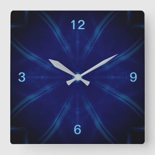 Quadratische Wanduhr in Blau スクエア壁時計 (正面)