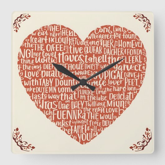  Quadratische Wanduhr LOVE スクエア壁時計 (正面)