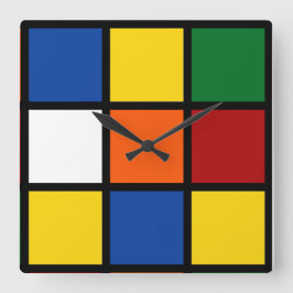 Quadratische Wanduhr mit kubistischem Muster スクエア壁時計