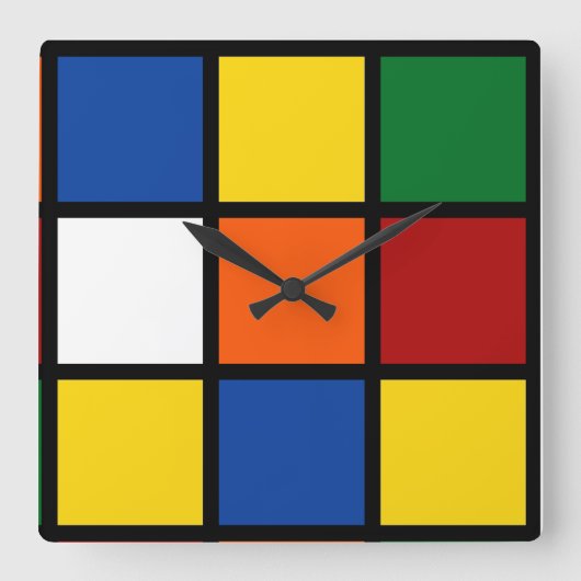 Quadratische Wanduhr mit kubistischem Muster スクエア壁時計 (正面)