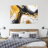 Quadro Abstrato amarelo, cinza e preto em Canvas キャンバスプリント (インサイチュ (寝室))