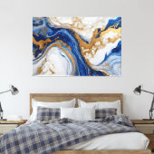 Quadro Abstrato azul, cinza e dourado em Canvas キャンバスプリント (インサイチュ (寝室))