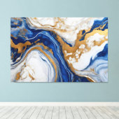 Quadro Abstrato azul, cinza e dourado em Canvas キャンバスプリント (インサイチュ (ウッドフロア))