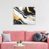 Quadro abstrato Mármore preto, branco, dourado キャンバスプリント (インサイチュ (リビング))