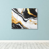 Quadro abstrato Mármore preto, branco, dourado キャンバスプリント (インサイチュ (ウッドフロア))