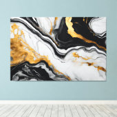 Quadro abstrato Mármore preto, branco, dourado キャンバスプリント (インサイチュ (ウッドフロア))