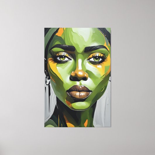 Quadro abstrato rosto de mulher negra キャンバスプリント (正面)