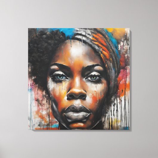Quadro abstrato rosto de mulher negra キャンバスプリント (正面)