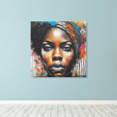 Quadro abstrato rosto de mulher negra キャンバスプリント (インサイチュ (ウッドフロア))