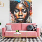 Quadro abstrato rosto de mulher negra キャンバスプリント (インサイチュ (リビング))