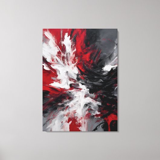 Quadro abstrato, vermelho, preto, cinza e branco キャンバスプリント (正面)