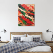 Quadro abstrato, vermelho, verde, bege e laranja キャンバスプリント (インサイチュ (寝室))