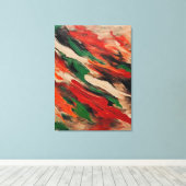 Quadro abstrato, vermelho, verde, bege e laranja キャンバスプリント (インサイチュ (ウッドフロア))