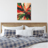 Quadro abstrato, vermelho, verde, bege e laranja キャンバスプリント (インサイチュ (寝室))
