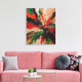 Quadro abstrato, vermelho, verde, bege e laranja キャンバスプリント (インサイチュ (リビング))