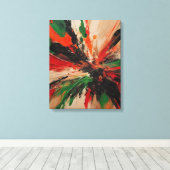 Quadro abstrato, vermelho, verde, bege e laranja キャンバスプリント (インサイチュ (ウッドフロア))