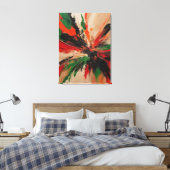Quadro abstrato, vermelho, verde, bege e laranja キャンバスプリント (インサイチュ (寝室))