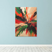 Quadro abstrato, vermelho, verde, bege e laranja キャンバスプリント (インサイチュ (ウッドフロア))