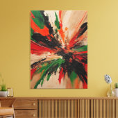 Quadro abstrato, vermelho, verde, bege e laranja キャンバスプリント (インサイチュ (リビング))