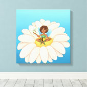 quadro com fada em cima de uma flor キャンバスプリント (インサイチュ (ウッドフロア))