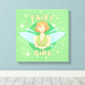 Quadro de fada com escrito "Fairy Girl" キャンバスプリント (インサイチュ (ウッドフロア))