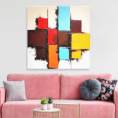 Quadro Decorativo em Canvas Abstração Quadriculada キャンバスプリント (インサイチュ (リビング))