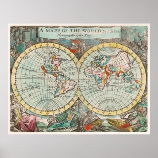 Quadro decorativo Mapa do Mundo ポスター (正面)