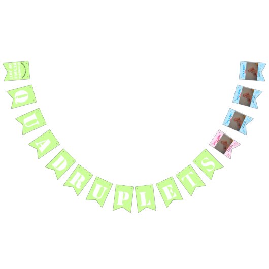 Quadrplet Girl Boy's Photos誕生 バンティングフラッグ (全)