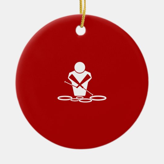 Quads – 白 – 赤 – 背景 – テナーベビー! セラミックオーナメント (正面)