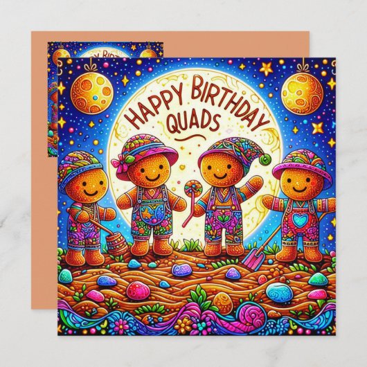 QUADS ~ Birthday Card ~ Gingerbread Men ~ (正面/裏面)
