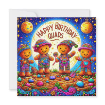 QUADS ~ Birthday Card ~ Gingerbread Men ~