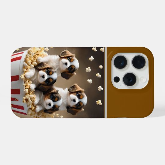 Quads Cavalier Spaniel Puppies In The Popcorn, iPhoneケース (裏面横)