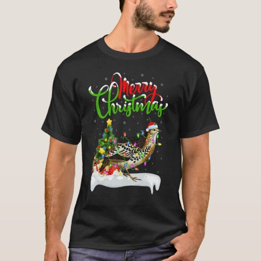 Quail Bird   Xmas Decorations Santa Quail Christma Tシャツ (正面)