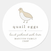 Quail Egg Carton Label Personalize for Farm, Coop ラウンドシール (正面)