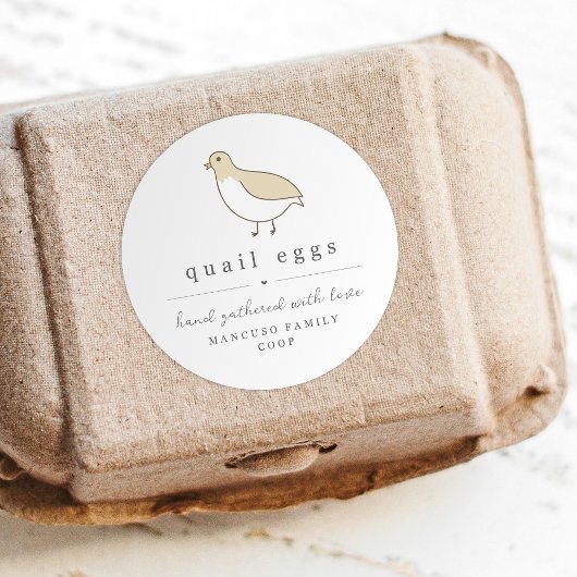Quail Egg Carton Label Personalize for Farm, Coop ラウンドシール