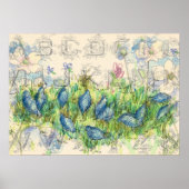 Quail Foraging Alphabet Collage ポスター (正面)