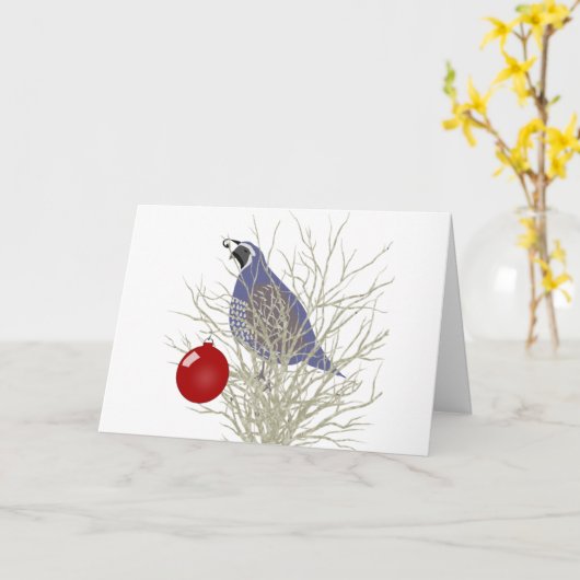 Quail Greetingカード カード (黄色い花)