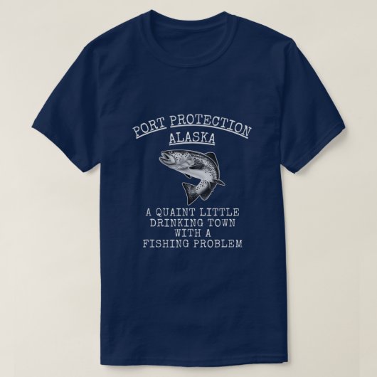 Quaint小さな飲む町の魚釣り問題ポートP Tシャツ (デザイン正面)